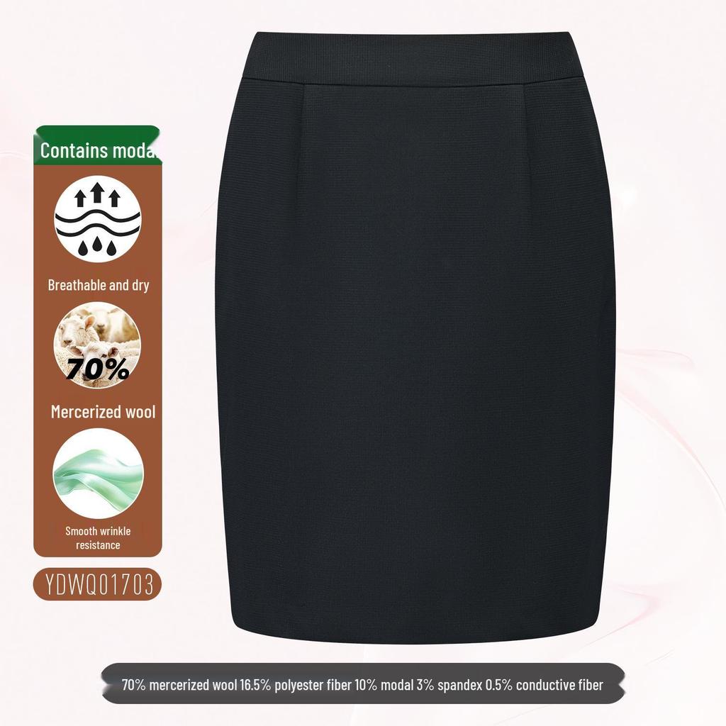 Silk Wool Professional Midi Bodycon Skirt - Formal Slimming A-line Workwear