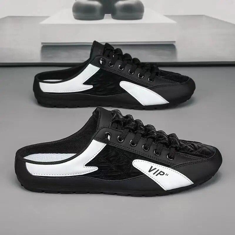 Fashion Men New Style Lat-soled Wild Flat-bottomed Summer Thin Section Baotou Half Slippers