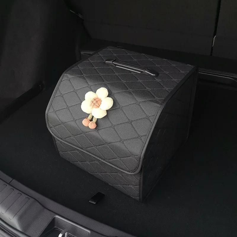 Car Trunk Organizer Box Large Capacity Auto Multiuse Tools Storage Bag Stowing Tidying Leather Folding For Emergency Storage Box