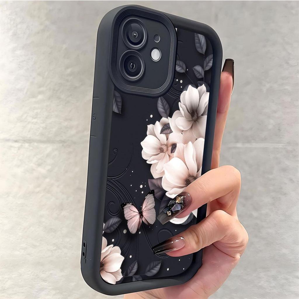 Apricot Blossom iPhone 14-17 Pro Max Black Protective Case