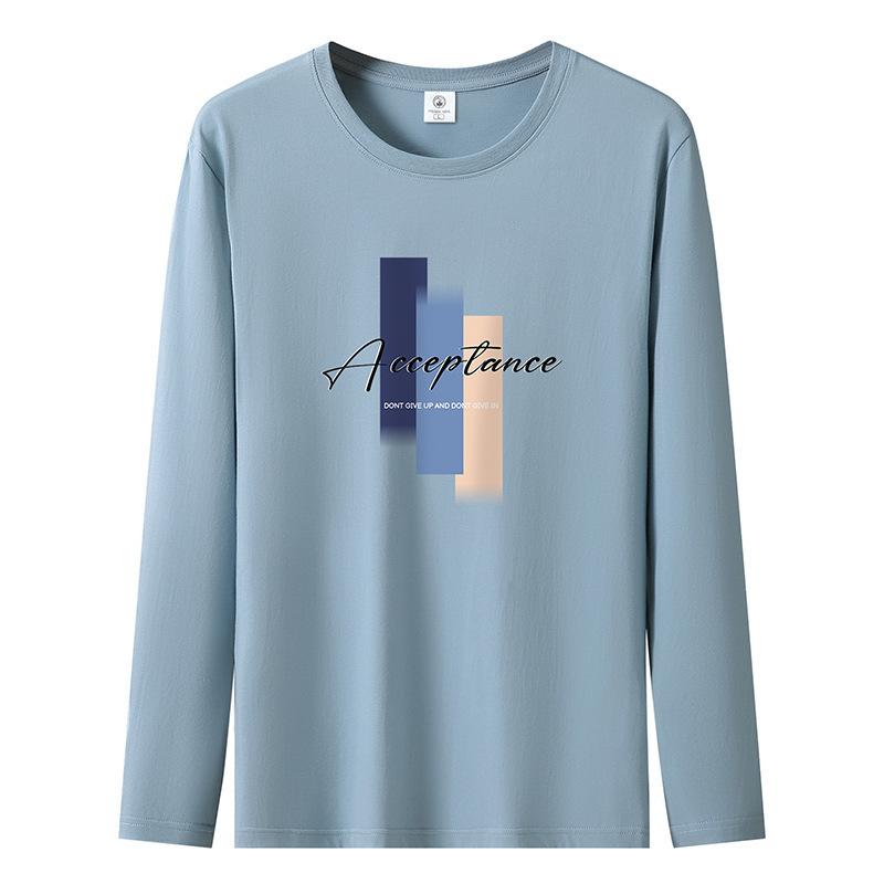 S-5XL Mens Long Sleeved Tee Shirt Pure Cotton Man Casual Pullovers Large Size