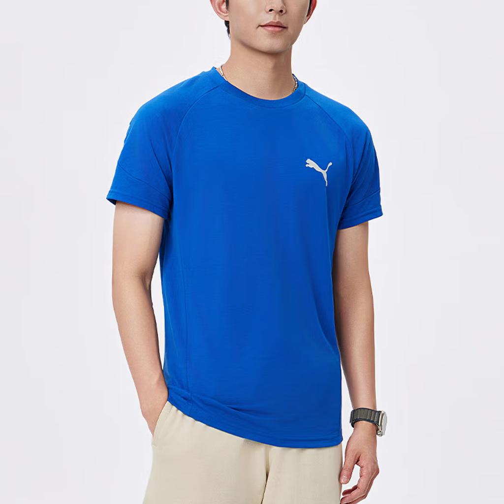 PUMA EVOSTRIPE T Shirts Unisex Blue Glaze 17 Crew Neck Moderate 690664-17