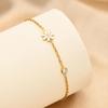 Minimalist Enamel Daisy Flower Bracelet, 18K Gold Plated Stainless Steel, Waterproof Dainty CZ Charm Jewelry Gift