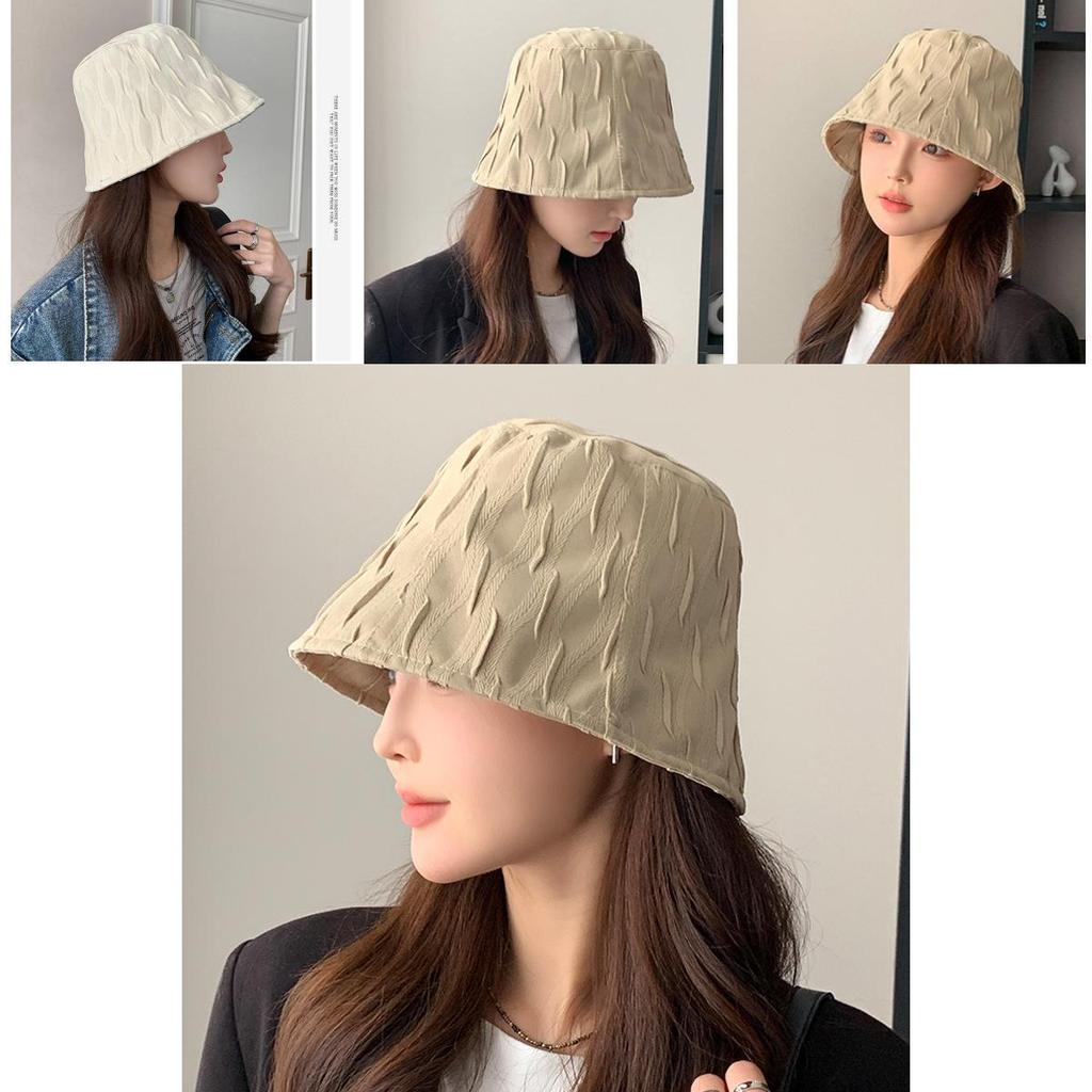 Cotton Pleated Bucket Hat For Fall Winter Fashion Women