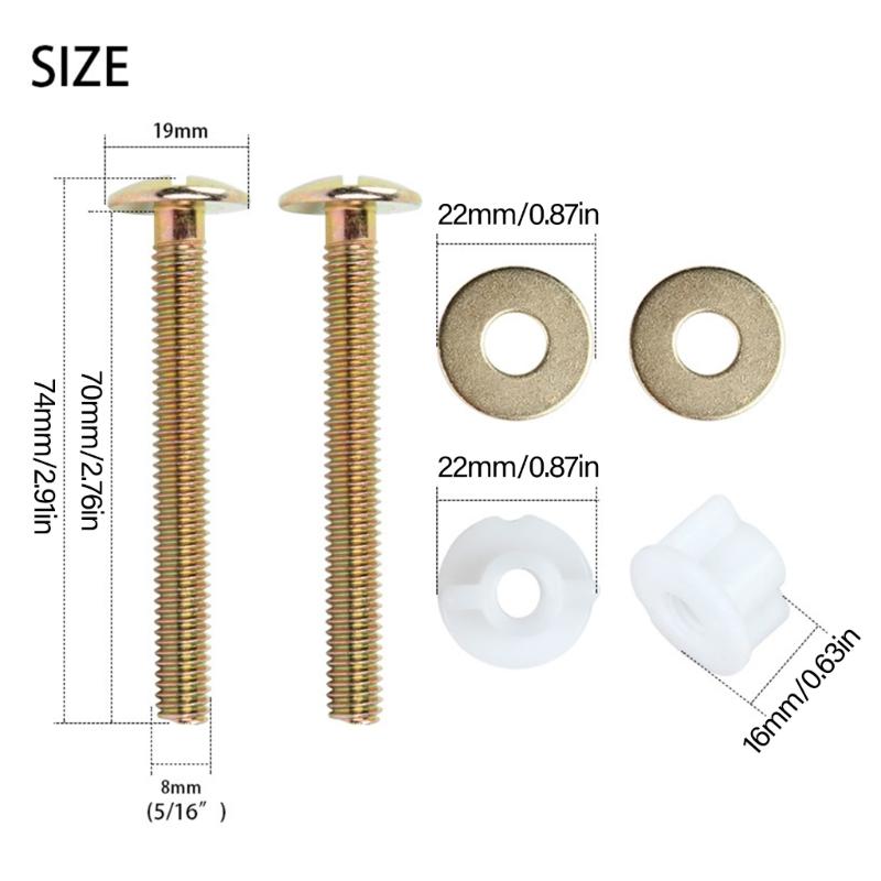 Sada 4 robustních šroubů a matic pro WC sedátko Příslušenství Pohodlné pro snadnou instalaci a prevenci úniků
