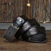 Retro Carved Pattern Trendy Handmade Smooth Buckle Belt Men's Buckle Genuine Leather Pure Cowhide Denim Belt