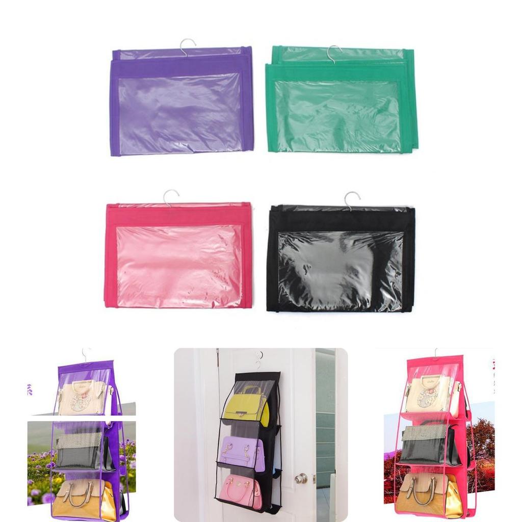 Modern Minimalist Hanging Wardrobe Organizer For Purses In Pink