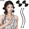 Synthetic 2 Styles Bowknot Hair Buns Clip In Hair And Long Braided Ponytail Clip In Hair For Women Party Cosplay