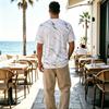 Herren T-Shirt mit Marmorprint, kurzärmelig, Polyester, lockere Passform, lässiges stilvolles Oberteil für Halloween