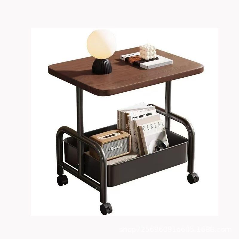 Zweistöckiger rollbarer Nachttisch Nachttischschrank Aufbewahrungsschublade Räder Kleiner Raum Wohnzimmer Schlafzimmer Sofaseitentisch Betttisch