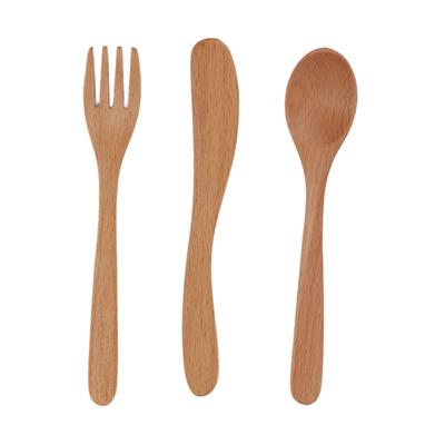 Wooden Flatware Set Japan Style Thick Sturdy Beech Smoothing Wooden Spoon Fork Set with Knife for