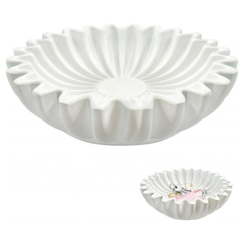 Sancks Serving Dish Artistic Scalloped Resin Decorative Bowl For Living Room Bedroom Storage And Display