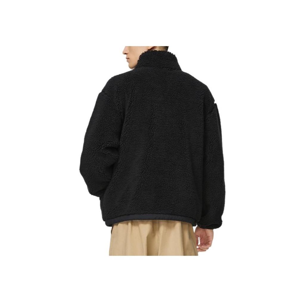 Li-Ning Anti-Series Warm Fleece-Lined Patch Pocket Detail Stand Collar Thick Winter Jacket Men Jackets Black AFDSA67-4