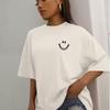 Happy Expression Printed Women Short Sleeve Street Hip Hop Tee Clothing Cotton Breathable Tops Crewneck Women T-Shirts