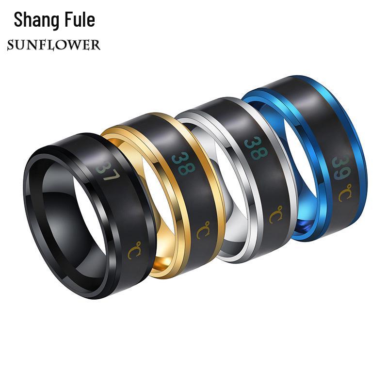 Smart Temperature-Sensitive Stainless Steel Couple Ring - European & American Fashion Jewelry