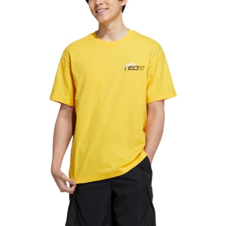 Adidas NEO Letter Print Casual Round Neck Short-Sleeve T-Shirt Men Tops Sunlight-Yellow HN4740