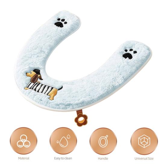 Copriwater Migliorato Design con Cerniera Facile Installazione Impermeabile Tessuto Peluche Morbido Motivi Animali Vestibilità Elastica Copriwater