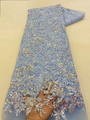 Sky Blue African Sequins Lace Fabric 2025 High Quality Lace Embroidery Nigerian Mesh Fabric French For Women Wedding Party Dress