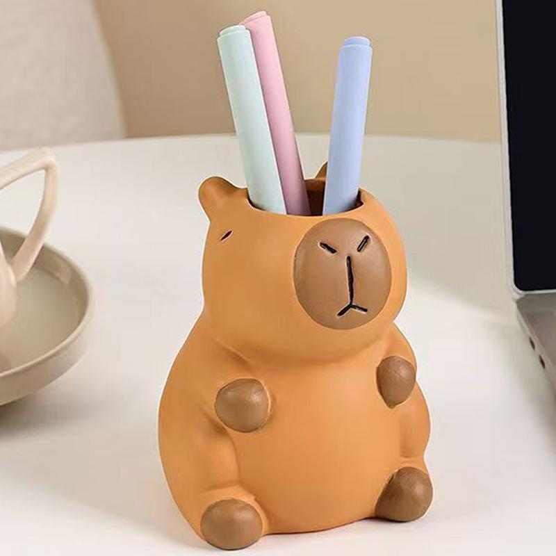 Cute Capybara Pen Holder Makeup Brush Organizer Perfect For Office Desk Decor And Creative Storage Solution Pen Holder For