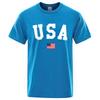 Usa Flag Street Personality Letter UnisexT-Shirts Cotton Oversized Short Sleeve Loose T-Shirt Breathable Oversized Tops