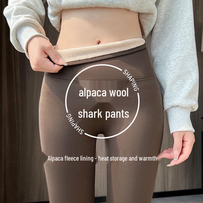 Langsha Women's Winter Alpaca Fleece Lined High-Waist Slimming Leggings