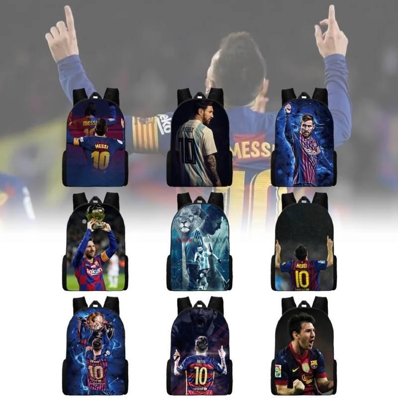2024 New Mbappe Messi Ronaldo Neymar Football Print Backpack Lunch Bag Pencil Case Set Durable Polyester Cute Geometric Design