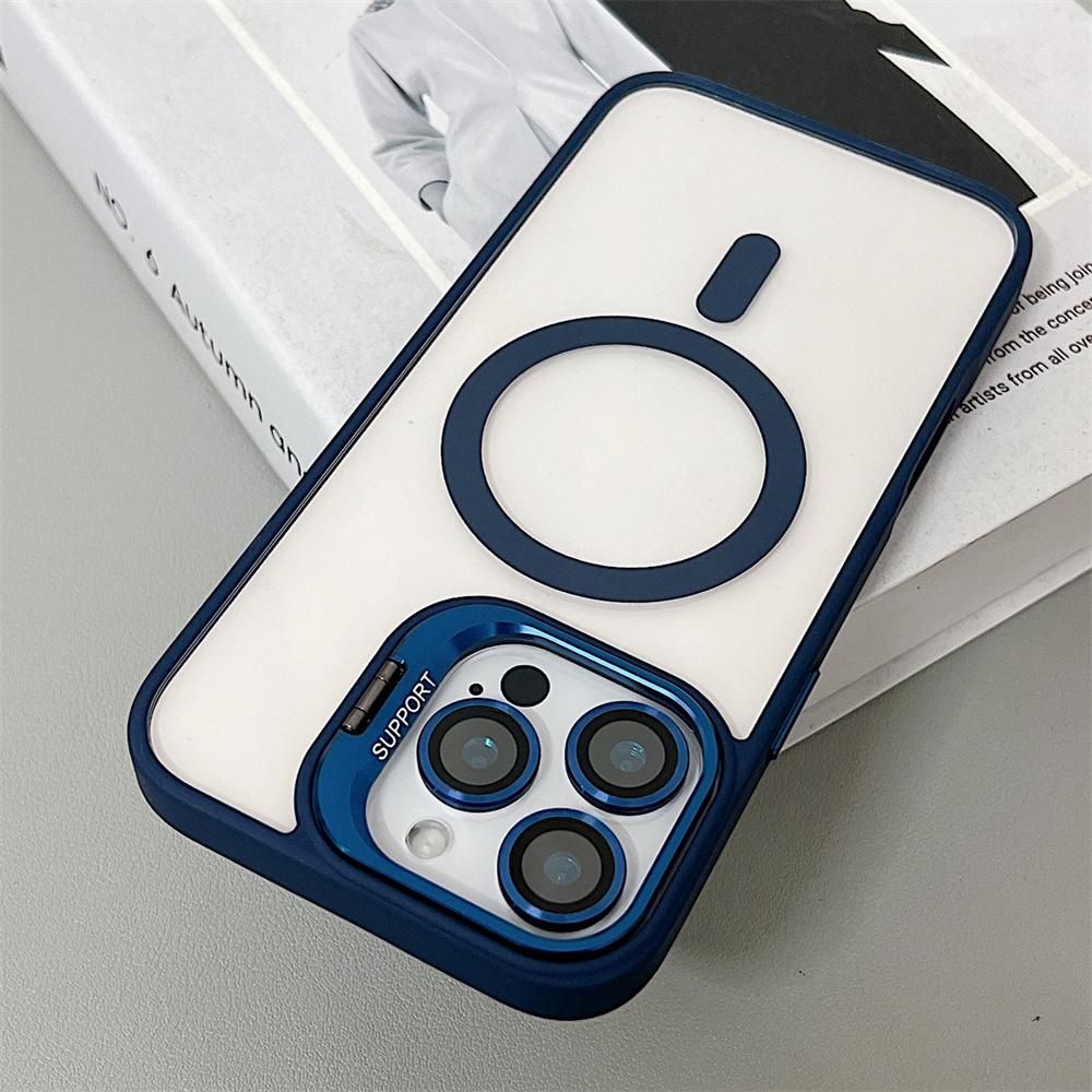 transparent magnetic shockproof phone case For iPhone 16 15 14 13 12 11 Pro Max Plus Magsafe Funda Stand Protection Cover