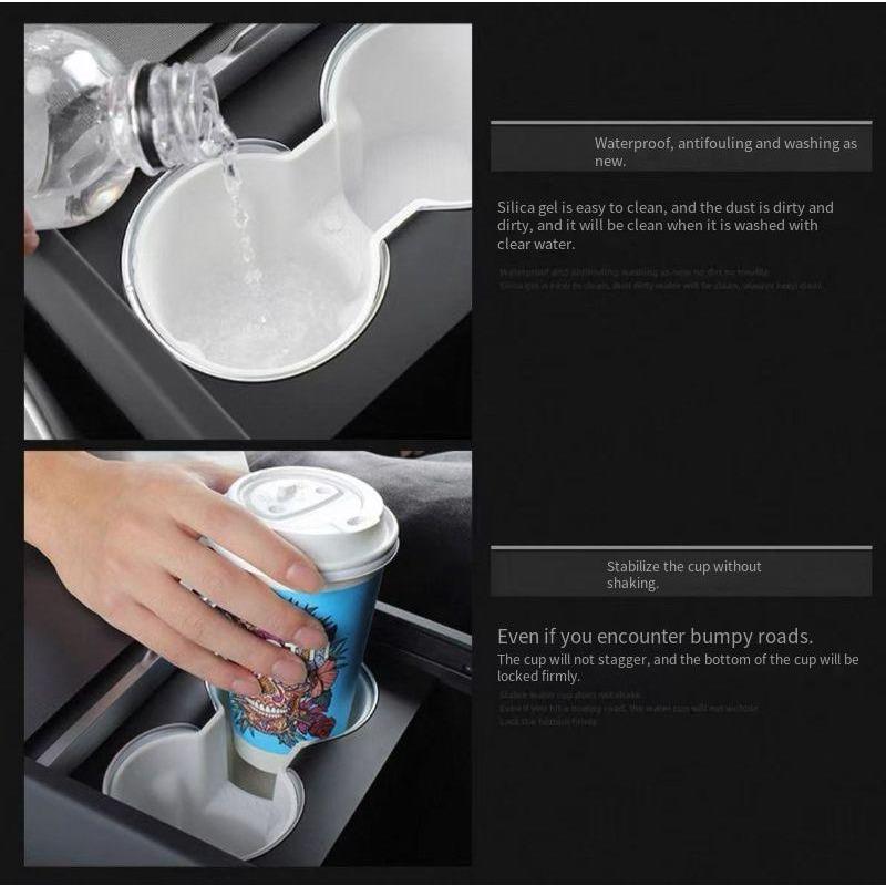Suitable for Tesla Model Y Model 3 Refresh Version Center Console Water Cup Holder Limiter Interior Modified Storage Box Slot