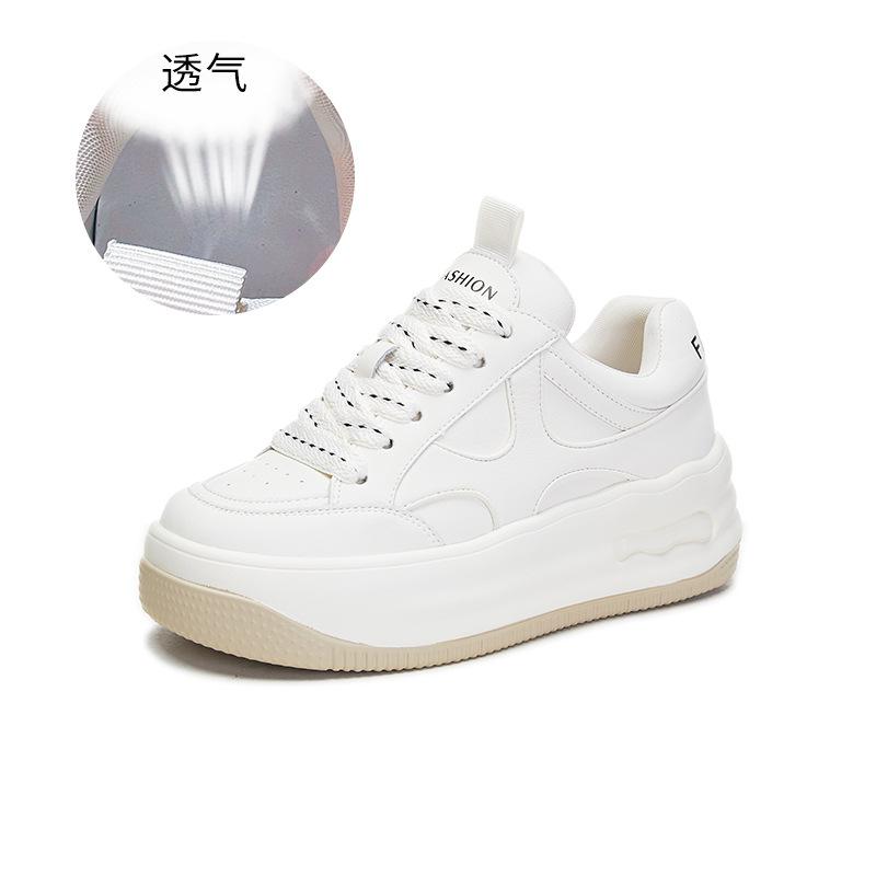 

Leather white shoes women s 2025 spring new flat shoes women s versatile casual shoes women s thick baseplate shoes sports women s shoes 35 бежевый