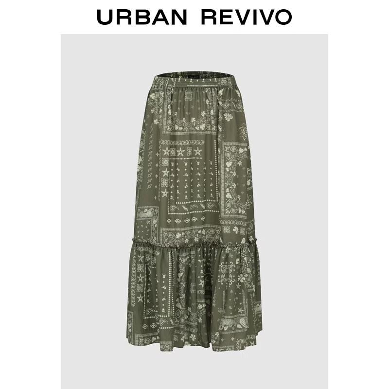 UR Women s Autumn Paisley Print Patchwork Long Skirt L