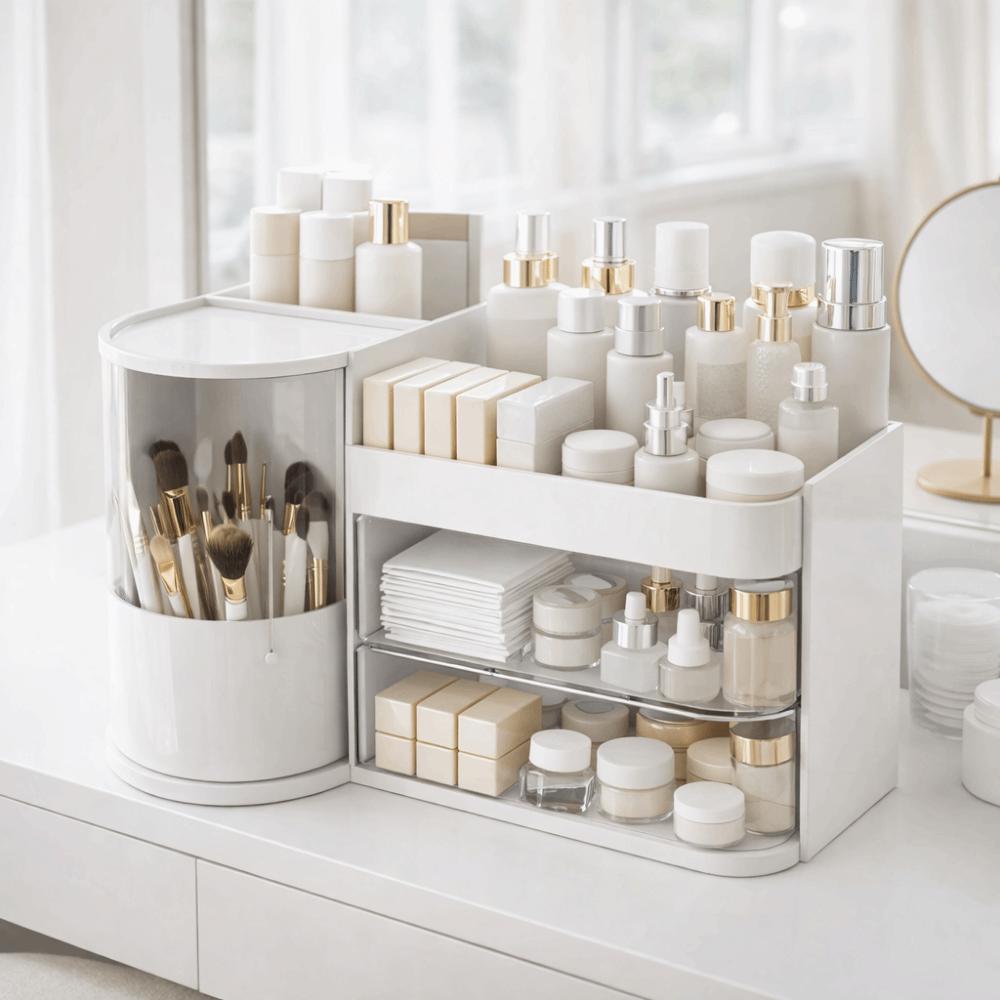 Dust-proof Cosmetic Storage Box Large Capacity Skincare Display Cases Dressing Table