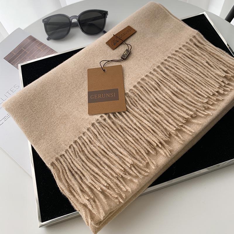 Women's 300g Solid Color Imitation Cashmere Scarf – High-End, All-Match, Warm Autumn/Winter Shawl.