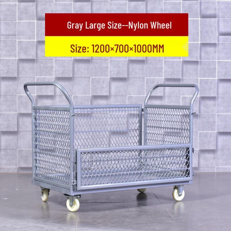 Stackable Guardrail Hand-Push Cart with Cover for Warehouse Logistics and Goods Handling