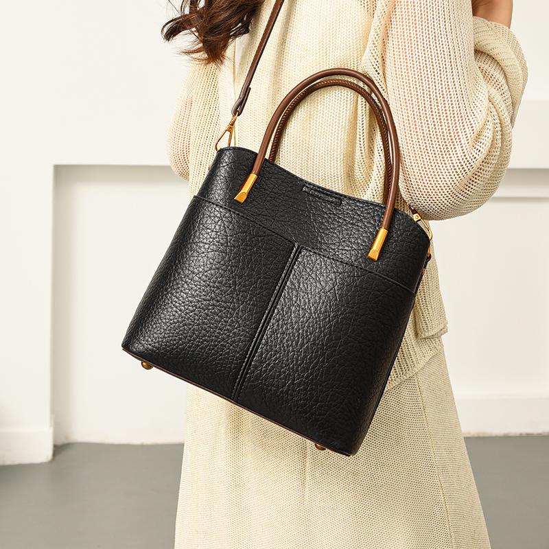Women's PU Leather Tote Bag, Vintage Brown Bucket Handbag, Small Capacity Shoulder Crossbody Bag, Casual Daily Commuter Bag for Work Shopping Travel