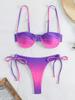Europäischer & Amerikanischer Sexy Farbverlauf Blau Dreiteiliger Bikini mit Stahlbügel