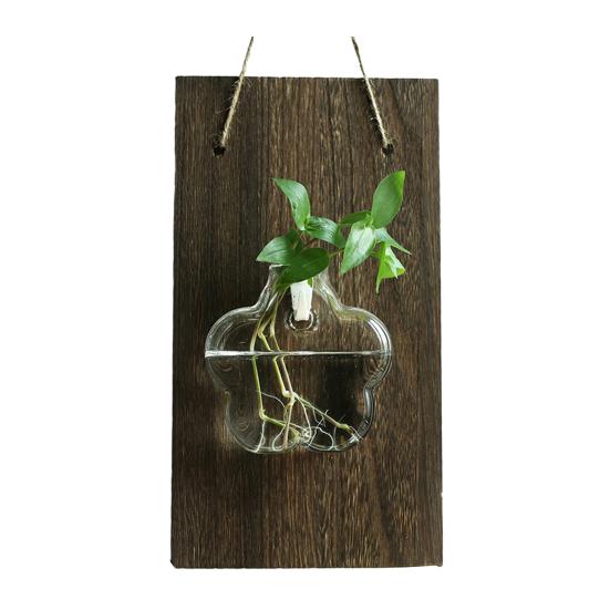 

Стеклянная настенная ваза для растений, подвесная доска, сплющенная с деревянной вазой для цветов