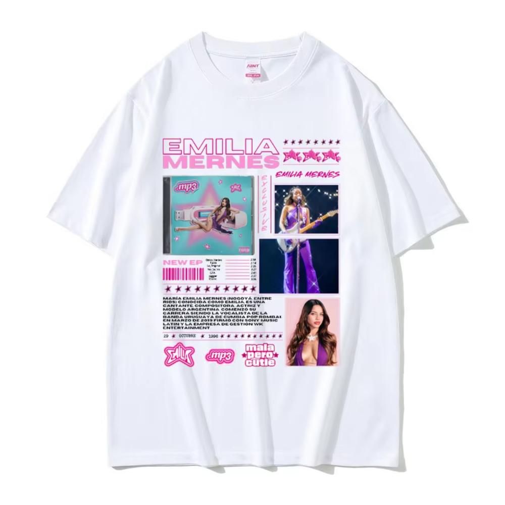Zpěvačka Emilia Mernes MP3 Grafická trička Pánská Dámská Móda Harajuku Oversized Tričko Pánská Letní Bavlněná Trička s Krátkým Rukávem
