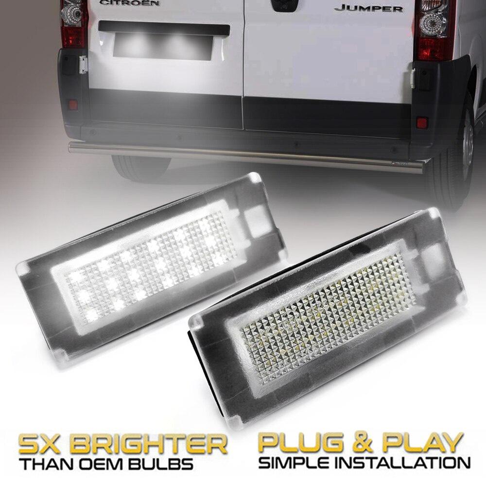 

2 шт., белые автомобильные светодиодные лампы освещения номерного знака для Lancia Ypsilon MK2 Musa 350 Fiat Ducato Peugeot Boxer Citroen Jumper