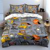 Construction Vehicles Pattern Bedding Duvet Cover Set Duvet Cover Pillowcases  (1*Duvet Cover 2*Pillowcases, without duvet insert)