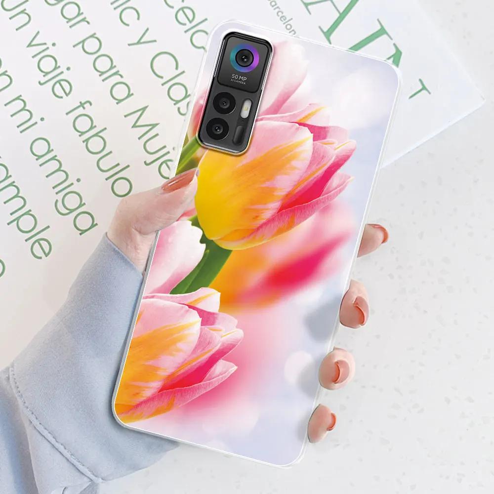 Für TCL 30 Plus Hülle Für TCL 30 5G Blumenmuster Transparentes Silikon Weiche Handyhülle Cover Hülle Stoßfänger Für TCL 30 30+ Fundas