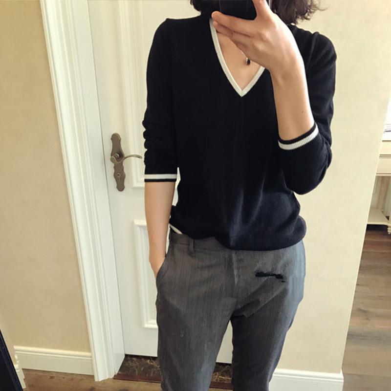 2023 Autumn V-Neck Women's Loose Knit Pullover Sweater