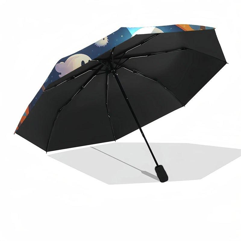 Halloween Ghost Party Decorations: Spooky Fun for Kids!Umbrella with Cute Design, Portable 3-Fold Compact Umbrella for Men & Women, Valentine's Day Mo