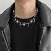 Punk Metal Thorn Rivet Choker Necklace For Men Woman Gothic Hip Hop Silver Color Clavicle Chain Necklace Jewelry Accessories