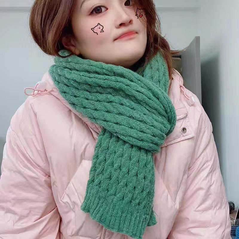 Unisex Korean Style Christmas Red Faux Cashmere Knitted Scarf & Neck Warmer
