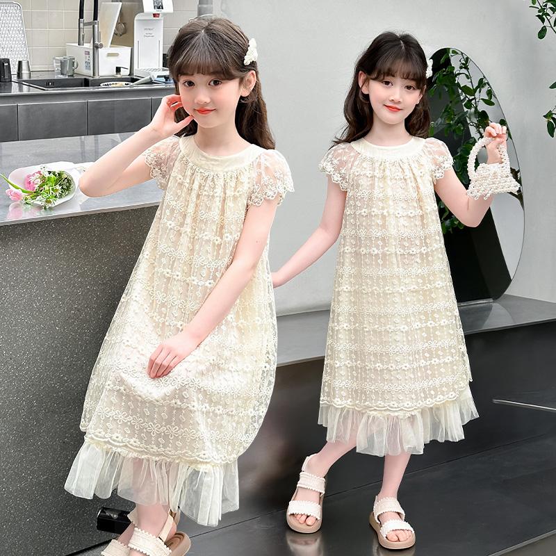 Girls' Summer Dress 2026 New Handsome Lace Girl Princess Dress Super Beautiful Children's Summer Dress Fairy Dress
