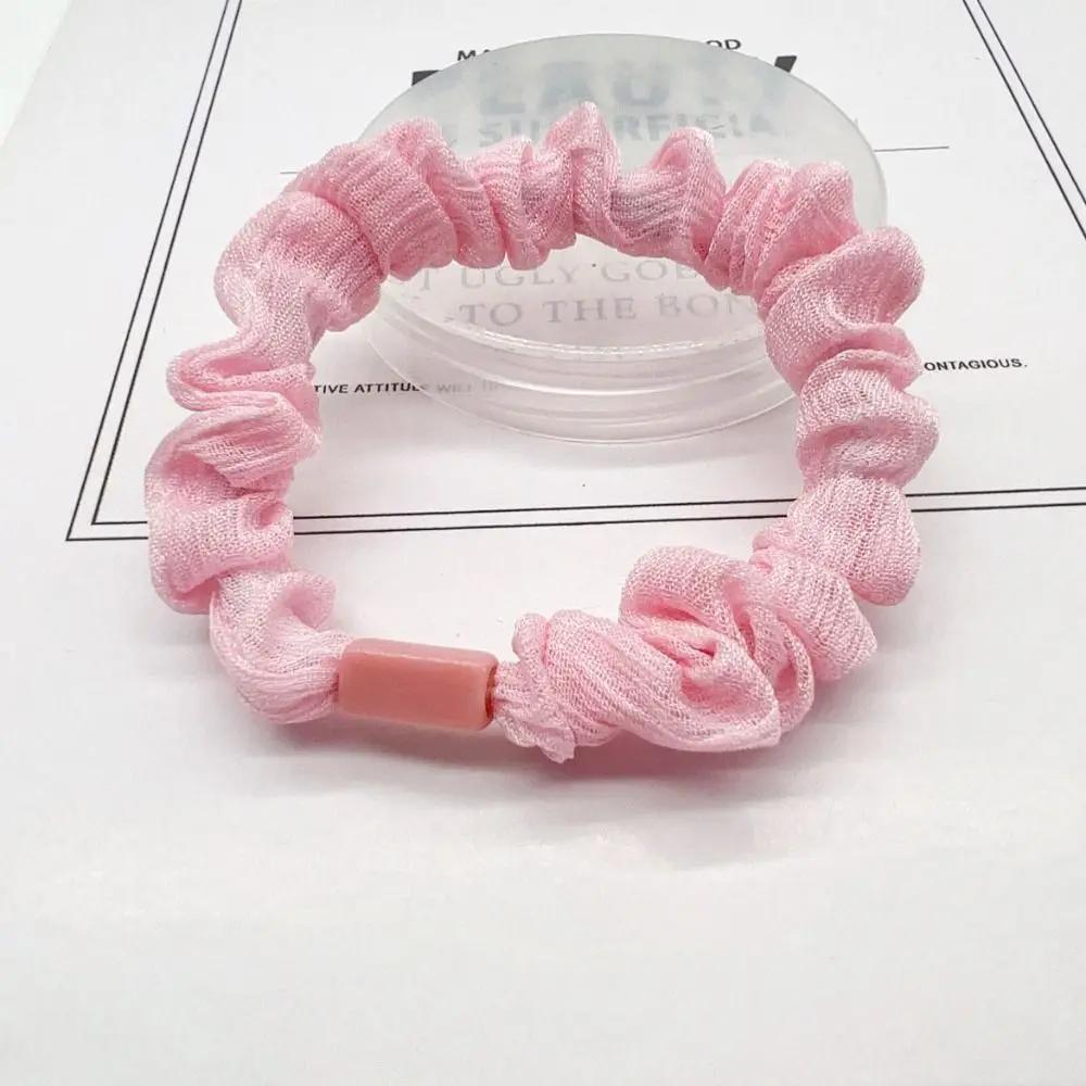 Candy Color Wrinkle Hair Band Korean High Elastic Silk Headband Ponytail Small Intestine Loop Cream Rubber Band