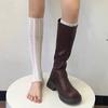 Ballet Stamped Foot Pile-Up Leg Covers Women Summer Thin Twisted Mesh Breathable Ruffle Leg Warmers Paired With Knee-High Boots