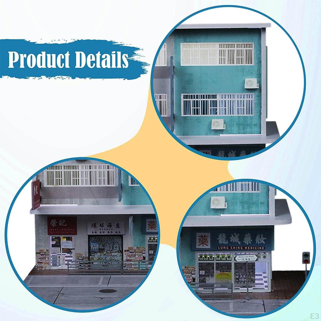 1 Piece Diecast Car Display Case Diorama Building City Backdrop Model Scene Miniature