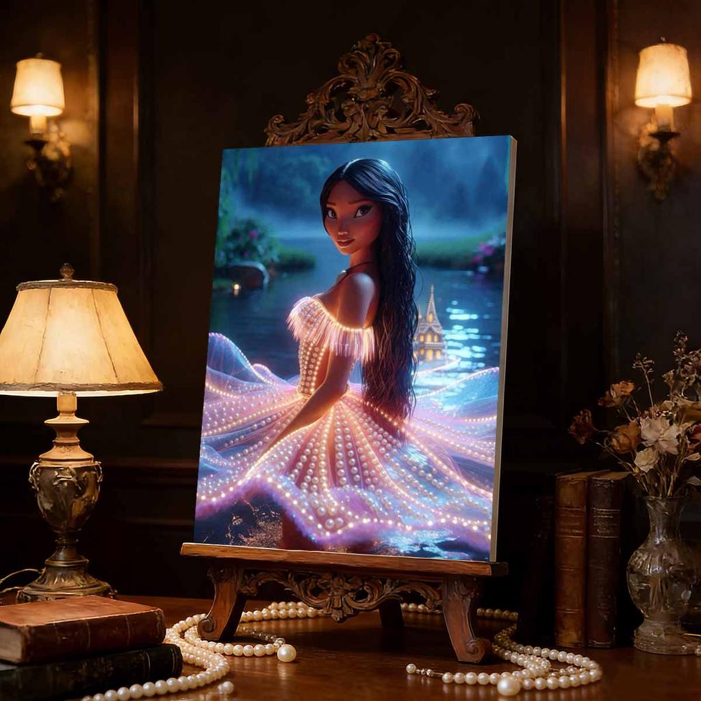 Disney Pearl Painting Pocahontas Waterside Streamer Creative Art 5D Pearl Embroidery Cross Stitch Kit Handmade DIY Home and Room Decor Gift