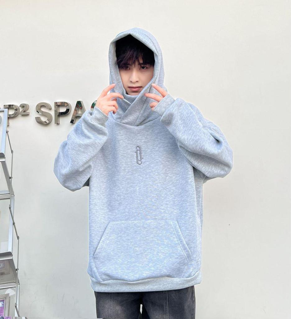 Men's Heavyweight Hooded Winter Jacket/Sweater - 400g Pure Cotton, Thick and Warm, with Ninja-Style Collar for Social Comfort.